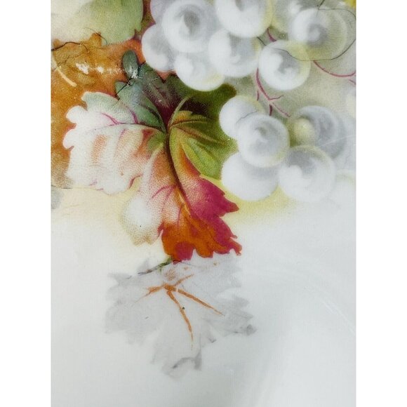 Antique Silesia Porcelain Plate Luster Grapes Pattern Fine Bone China Germany - Picture 4 of 14